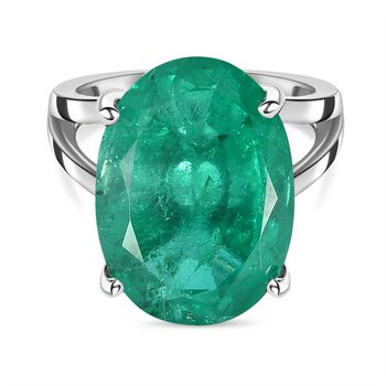 Smaragd-Quarz Triplette Ring, 925 Silber rhodiniert (Gr&ouml;&szlig;e 17.00) ca. 13.51 ct