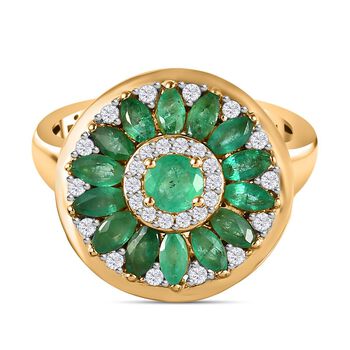 Smaragd und Zirkon Ring- 1,65 ct.