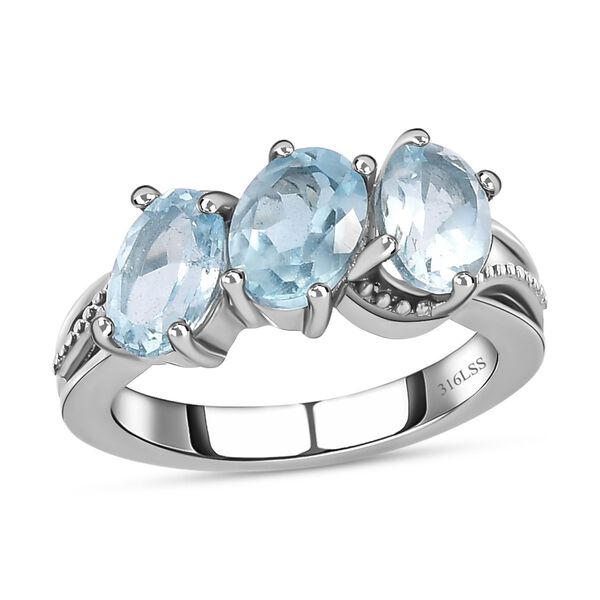 Himmelblauer Topas-Ring, (Gr&ouml;&szlig;e 16.00) Edelstahl, ca. 2,74 ct image number 4