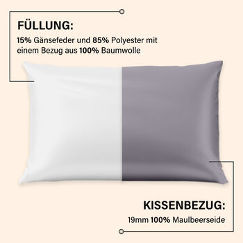 Serenity Night - 100% Maulbeerseide Sommerseidendecke mit Seidenf&uuml;llung Daunenkissen und Seidenkissenbezug Grau