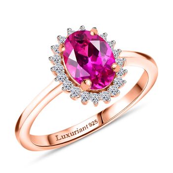 LUXURIANT AAA Labor Rosa Saphir und Zirkon Ring - 1,89 ct.
