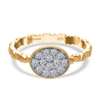 LUXURIANT SI-GH Labor Diamant Ring, 925 Silber 750 Gelbgold Vermeil - 0,35 ct.