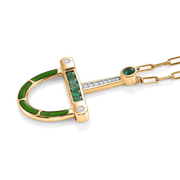 D'Joy AAA Kagem Sambischer Smaragd Halskette ca. 50 cm 925 Silber 750 Gelbgold vermeil ca. 0.59 ct image number 4