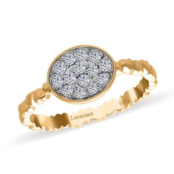 LUXURIANT SI-GH Labor Diamant Ring, 925 Silber 750 Gelbgold Vermeil - 0,35 ct.