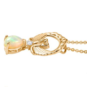 D'Joy AA nat&uuml;rlicher, &auml;thiopischer Welo Opal und Zirkon Anh&auml;nger mit 50cm Kette - 0,55 ct.