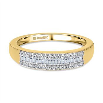 LUXURIANT SI-GH Labor Diamant Ring, 925 Silber 750 Gelbgold Vermeil - 0,25 ct.