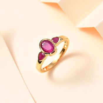 Afrikanischer Rubin (Fissure gef&uuml;llt) Ring 925 Silber Gelbgold Vermeil (Gr&ouml;&szlig;e 20.00) ca. 2,53 ct