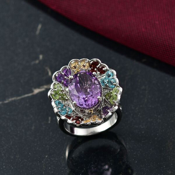D'Joy AAA Rose De France Amethyst und Multi Edelstein Ring - 8 ct. image number 2