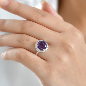 LUXURIANT AAA Labor Farbwechsel-Saphir und Labor Diamant Ring in 417 Wei&szlig;gold - 5 ct.