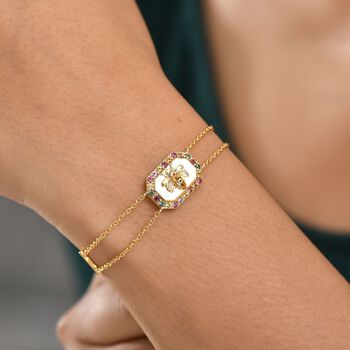 Giuseppe Perez AA Citrin, Mehrfarbig Saphir Armband ca. 19 cm 925 Silber 750 Gelbgold Vermeil ca. 1.19 ct