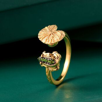 GP Italian Garden Kollektion - Nat&uuml;rlicher Chromdiopsid und Kanchanaburi blauer Saphir Ring - 0,10 ct.