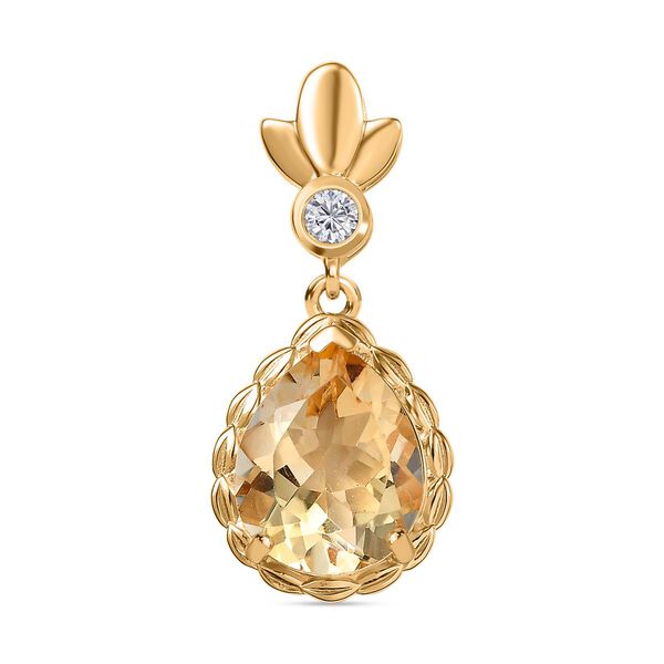 Citrin und wei&szlig;er Zirkon Anh&auml;nger - 2,94 ct.