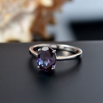 AAA Lab Grown Alexandrit Ring, AGI zertifiziert und gepr&uuml;ft, 417 Wei&szlig; Gold (Gr&ouml;&szlig;e 18.00) ca. 2.38 ct