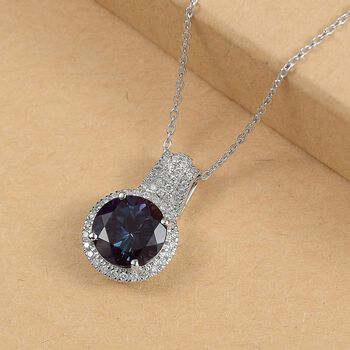 LUXURIANT AAA Labor Alexandrit und VS-EF Labor Diamant Anh&auml;nger mit 45cm Kette in 417 Wei&szlig;gold - 5,35 ct.