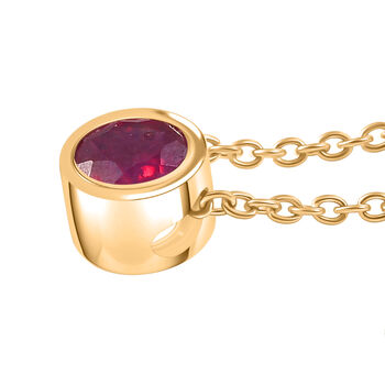 D'Joy afrikanischer Rubin Anh&auml;nger mit 50cm Edelstahl-Kette,  925 Silber in Goldton  - 1,28 ct.