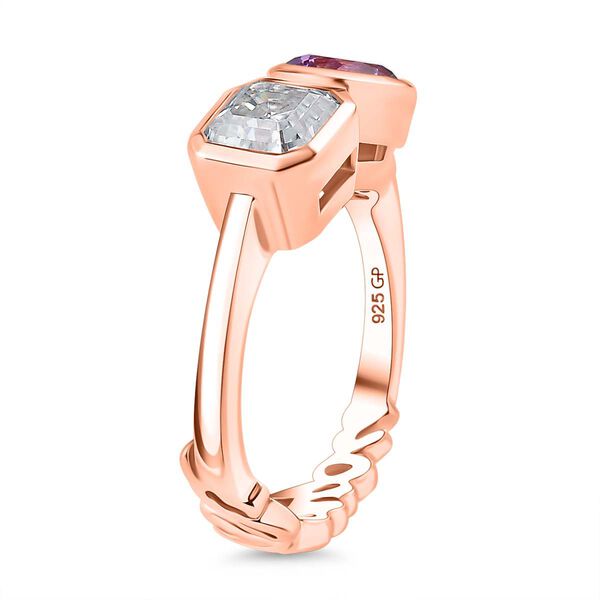 GP Amore Kollektion - Moissanit, Rose De France Amethyst Ring 925 Silber 750 Ros&eacute;gold Vermeil (Gr&ouml;&szlig;e 17.00) ca. 2.20 ct image number 4